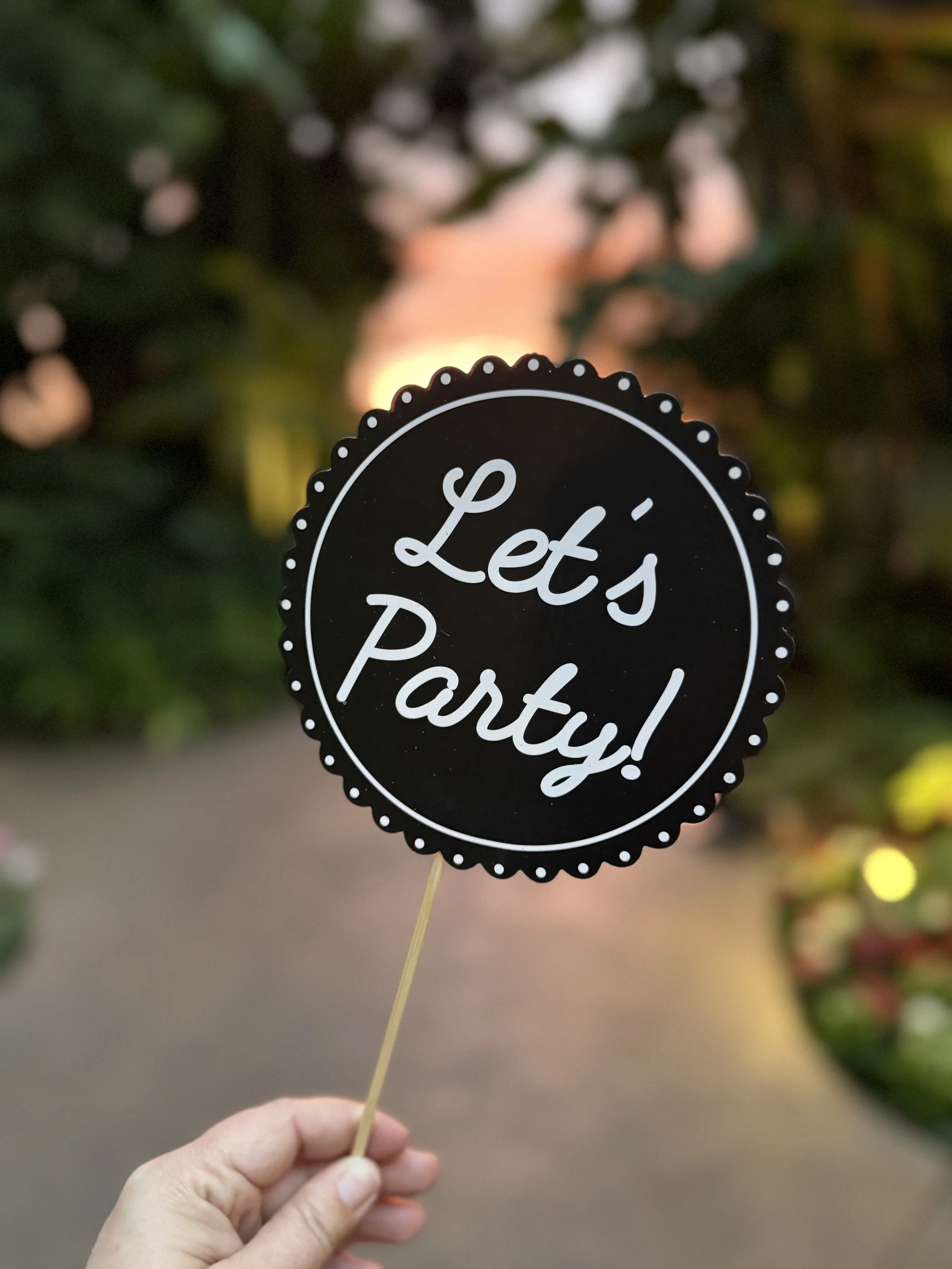 "Let's Party" Black and White Stick Prop