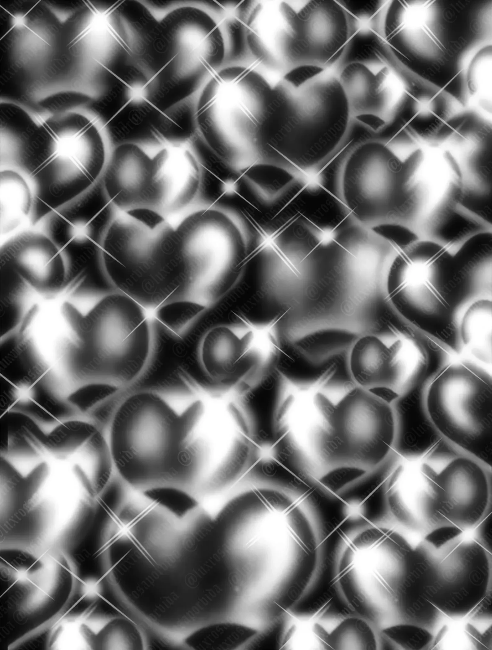 90s / Y2K Black & White AirBrushed Hearts (Standard)