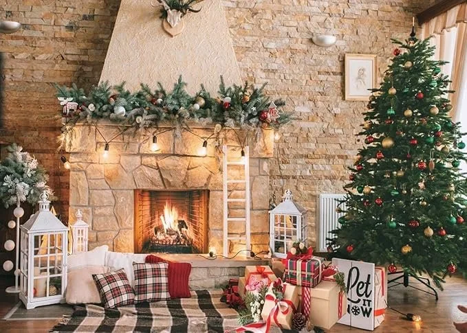 Cozy Holiday Living Room Backdrop (Standard)