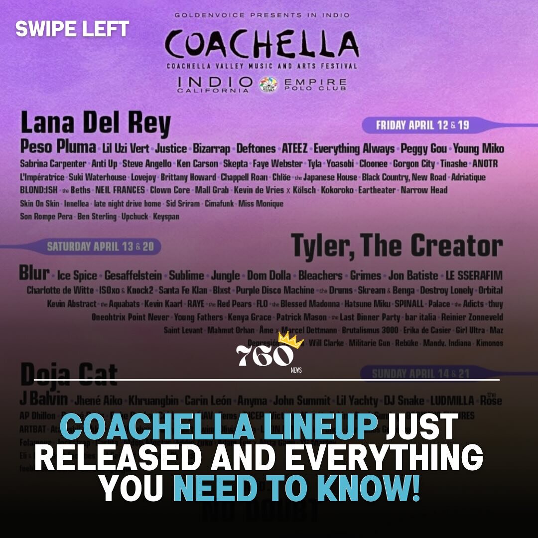 For the full story, please view my story or copy and paste the link below

Full story: https://www.760news.org/other-stories/coachella-lineup-just-released-and-everything-you-need-to-know

#Coachella2024 #MusicArtMagic #Headliners #VIPExperience #Cam