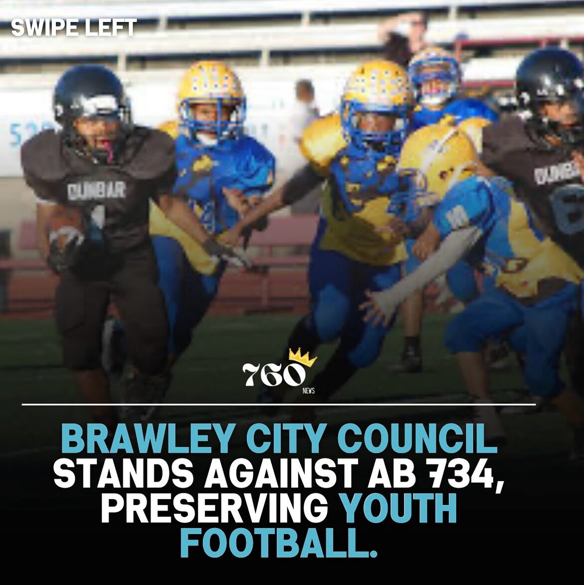 For the full story, please view my story or copy and paste the link below

Full story: https://www.760news.org/sports/brawley-city-council-stands-against-ab-734-preserving-youth-football

#Brawley #YouthFootball #AB734 #CommunityUnity #LegacySports #