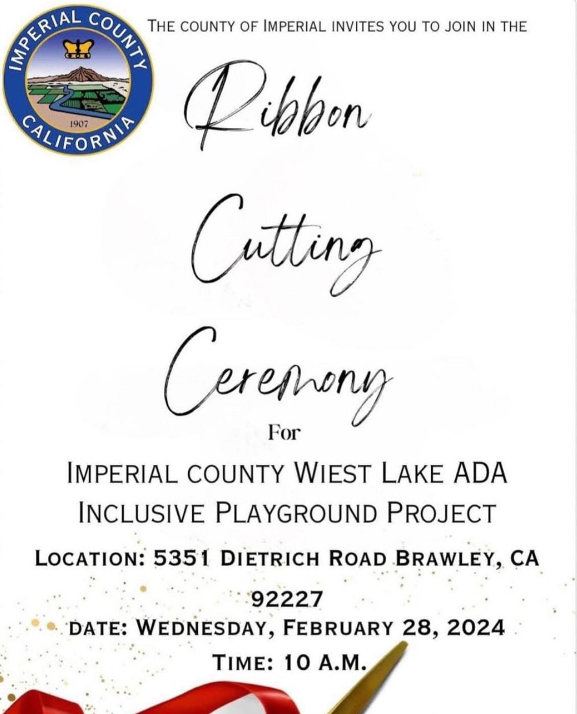 Imperial County Waste Lake Ada inclusive playground project ribbon cutting