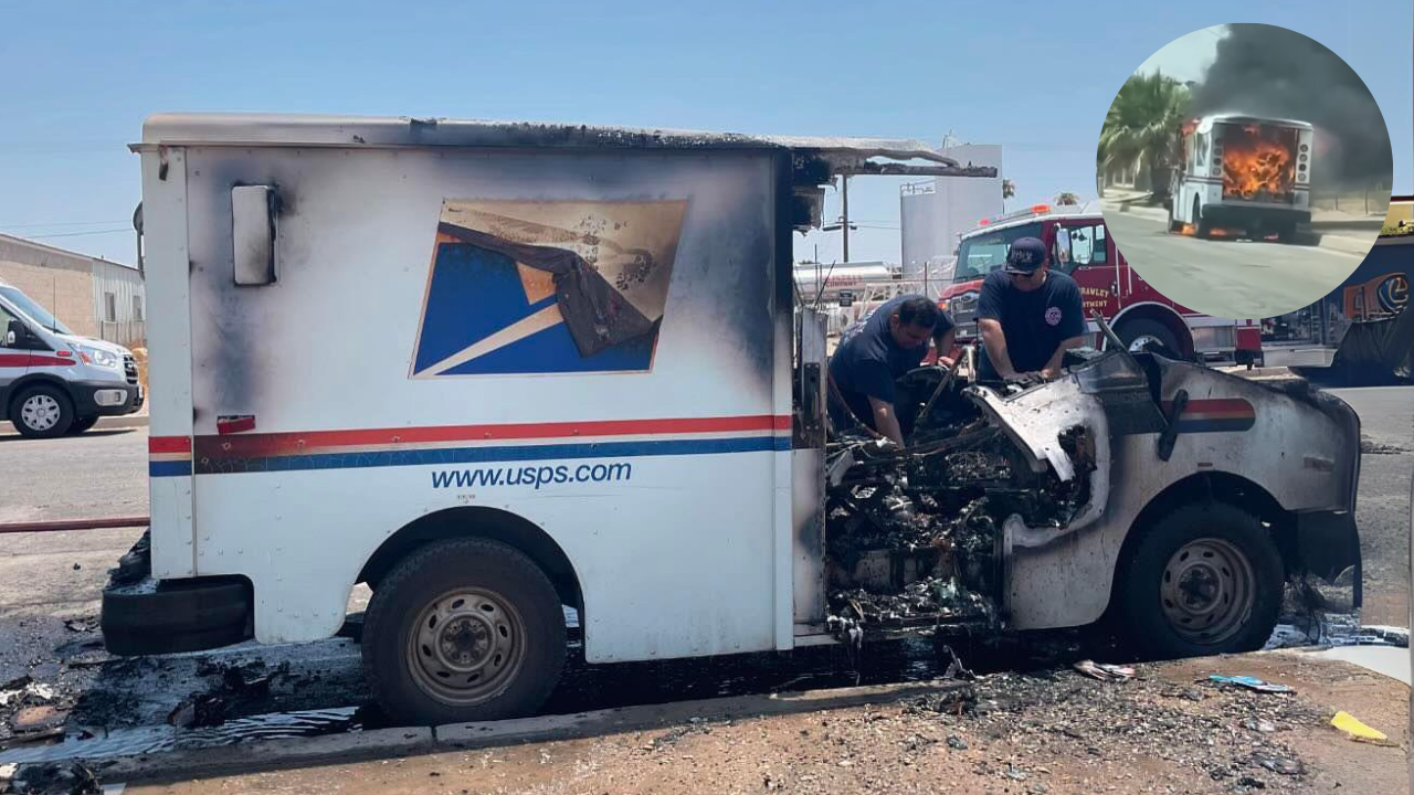 US Postal Service Truck Catches Fire in Brawley; cause under investigation
