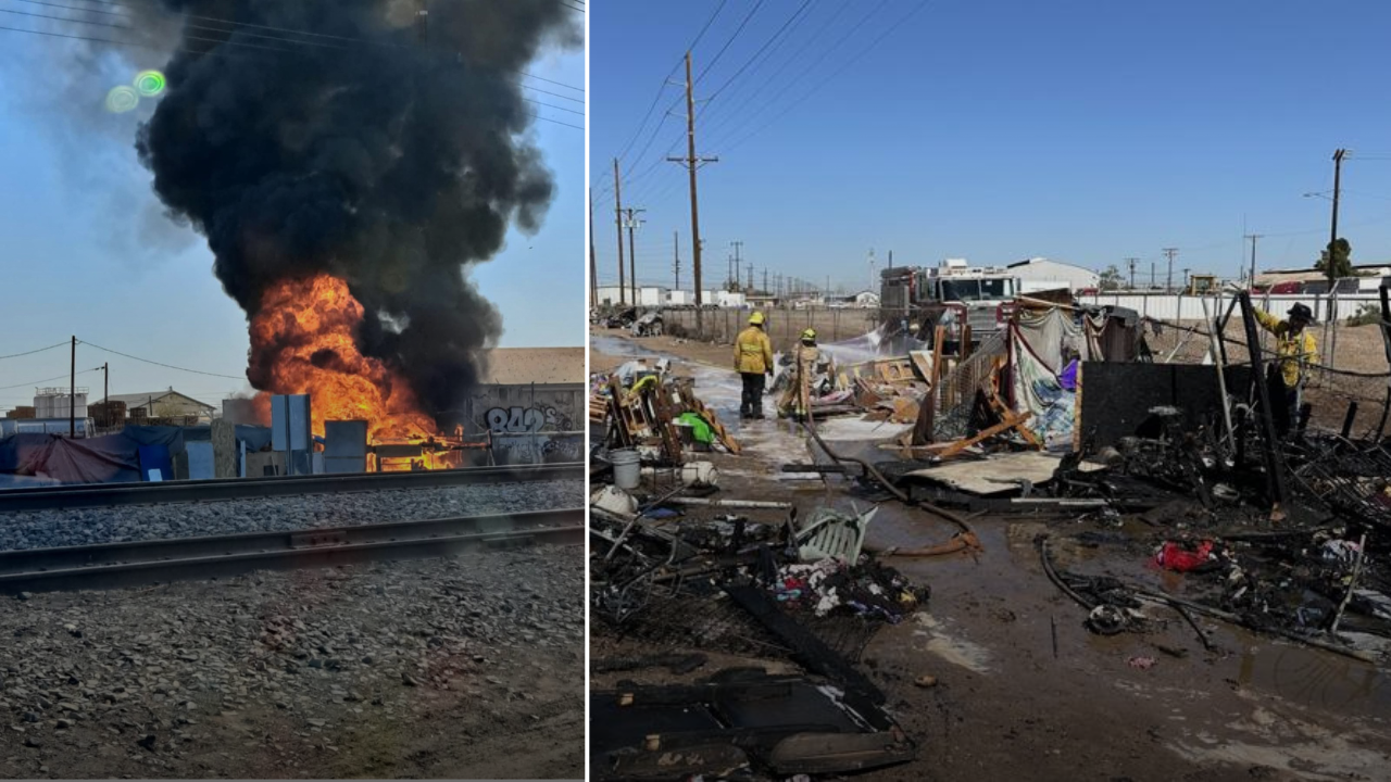 Homeless encampment fire in El Centro quickly contained; no injuries reported