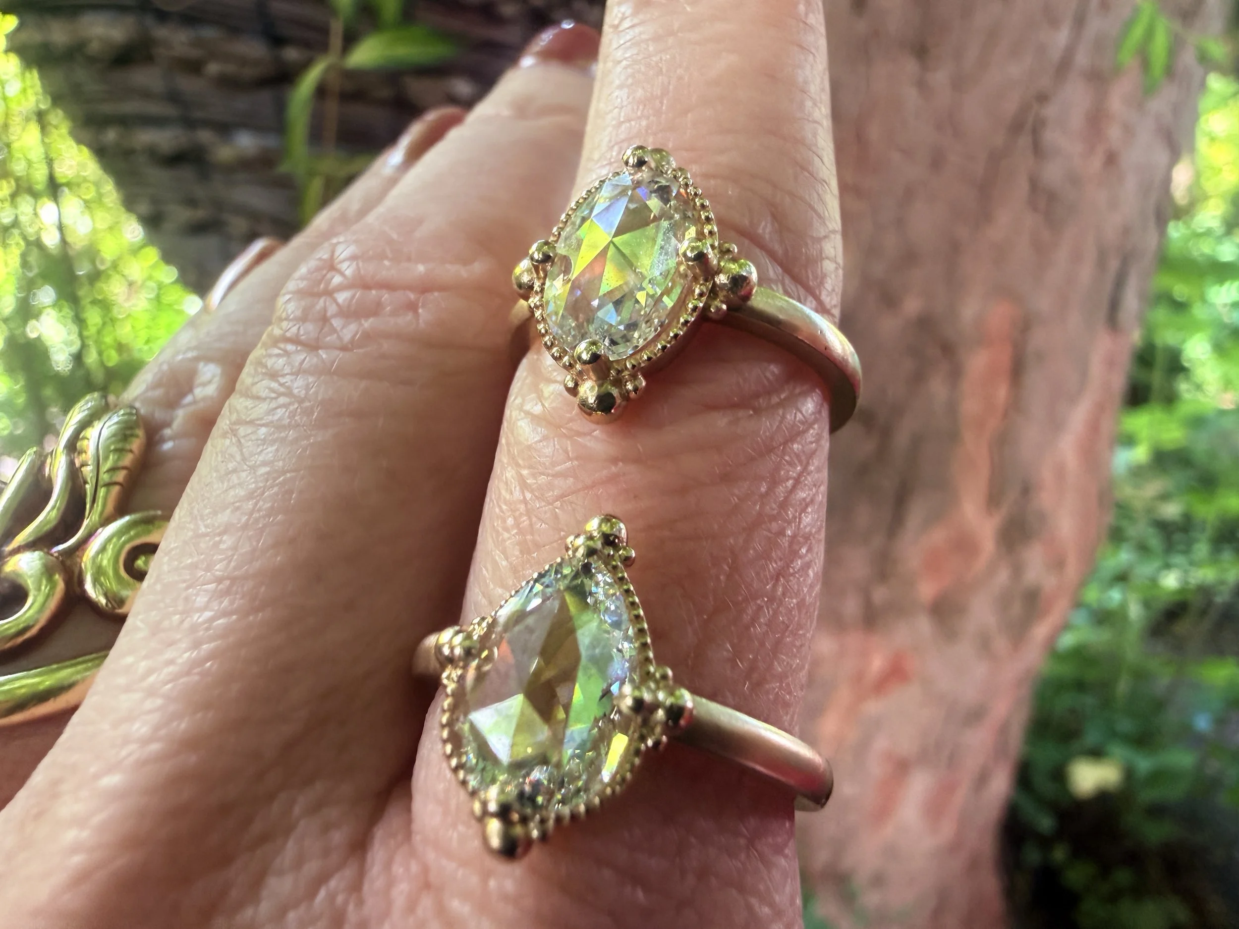 Starlit Hour Ring With Oval Lab Rose Cut Diamond