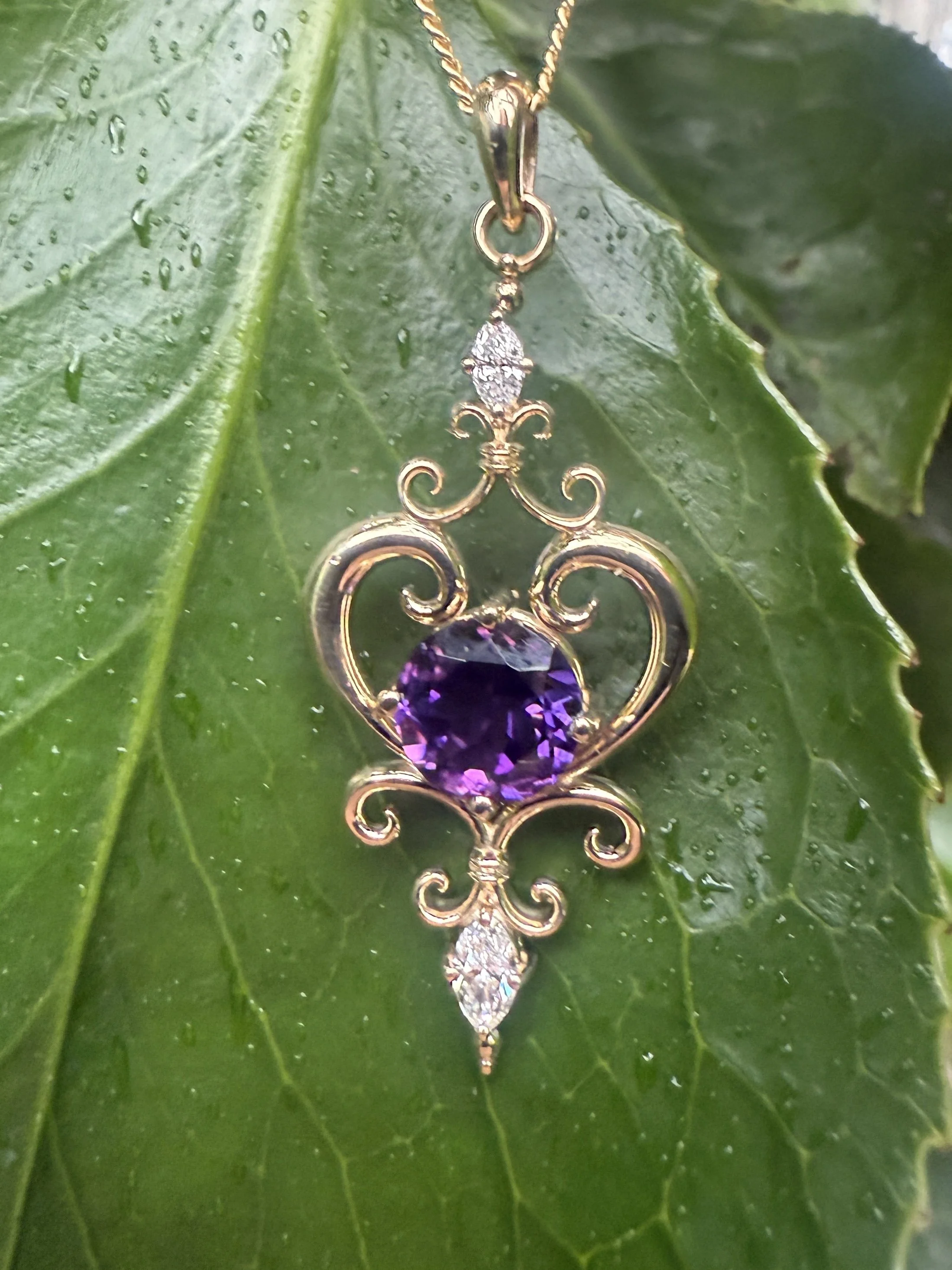 Petite Reverie Pendant With Amethyst and Lab Diamonds