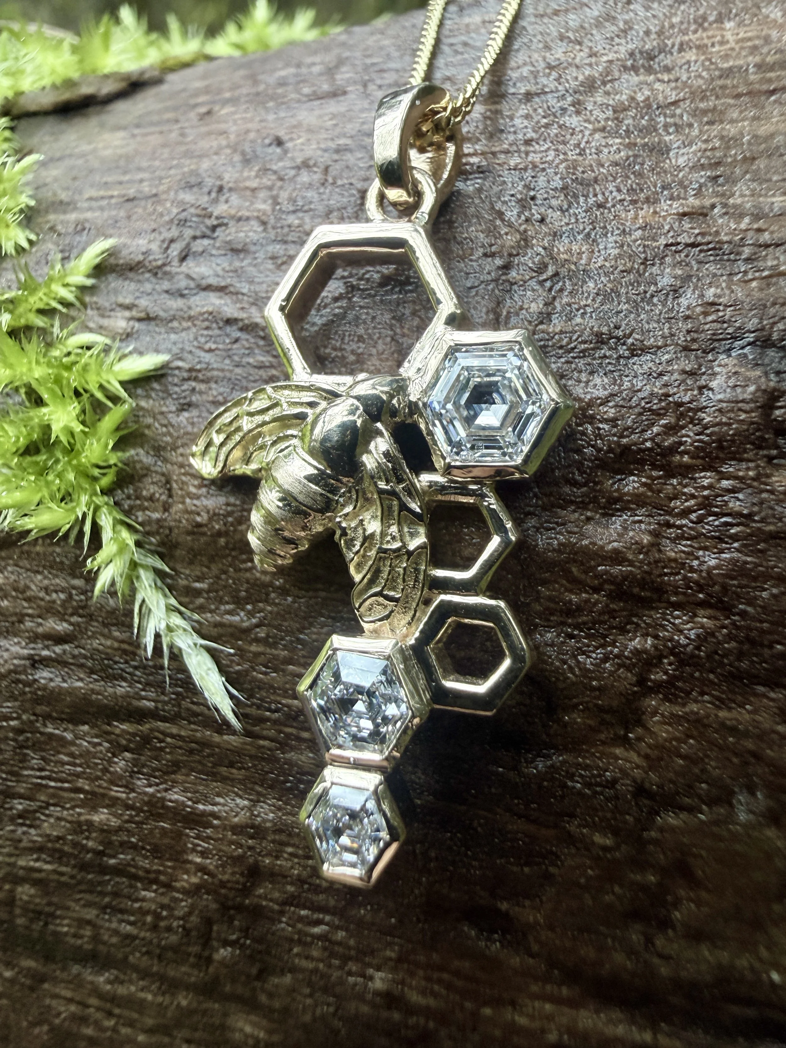 Keeper of the Brood Bee Pendant With Lab Diamonds