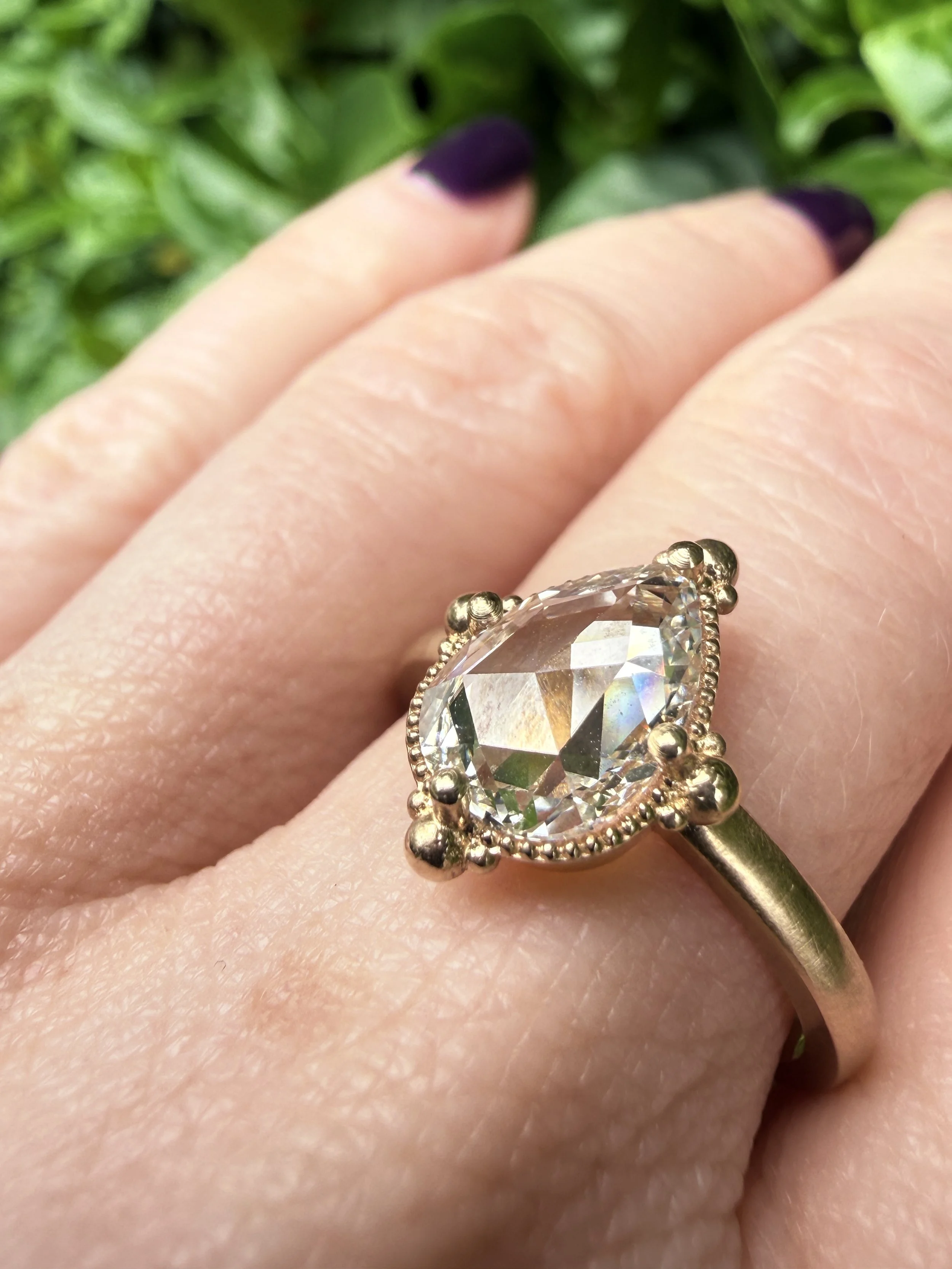 Starlit Hour Ring With Pear Lab Rose Cut Diamond