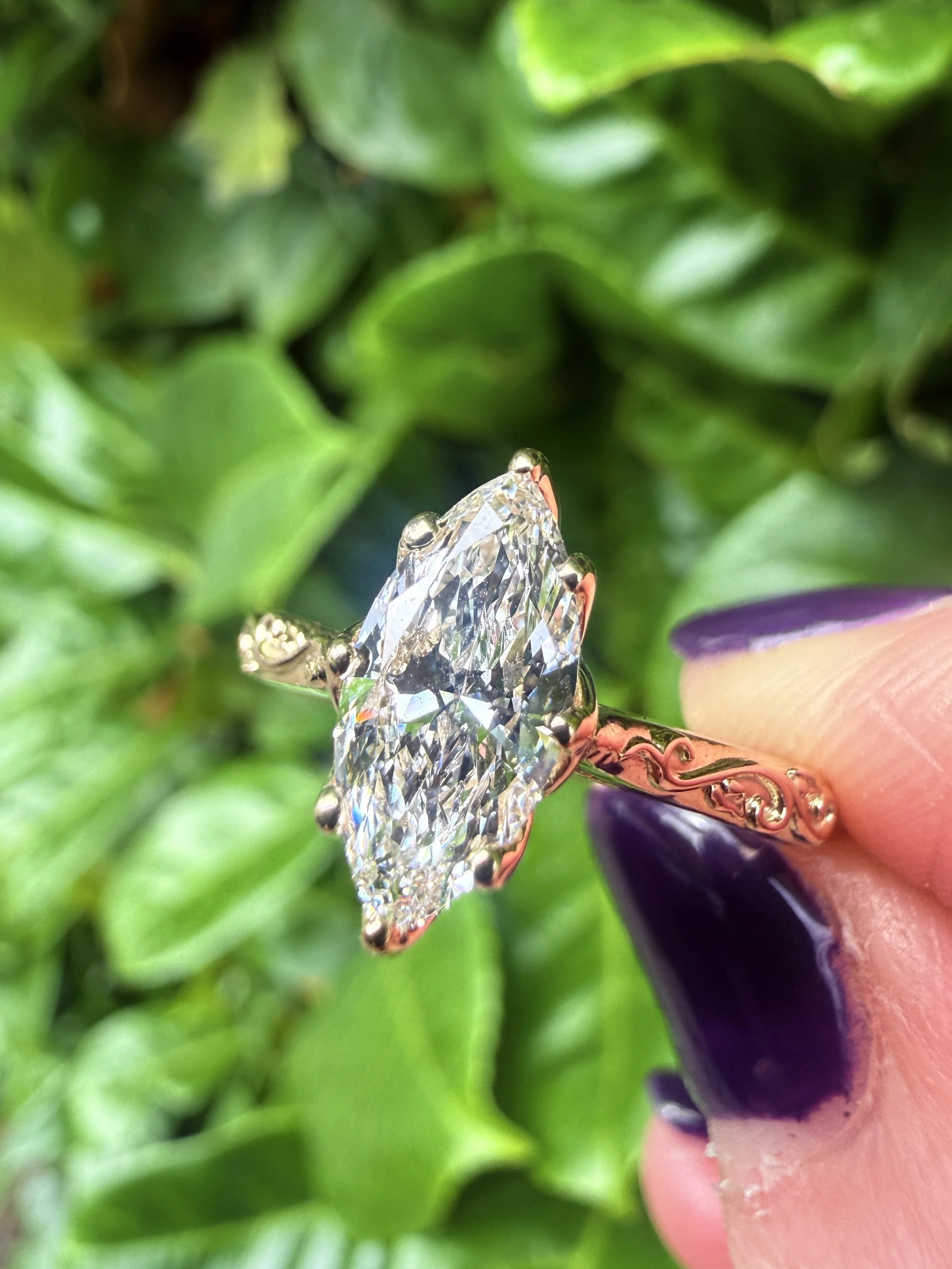 Marquise Aranyani Lab Diamond Engagement Ring