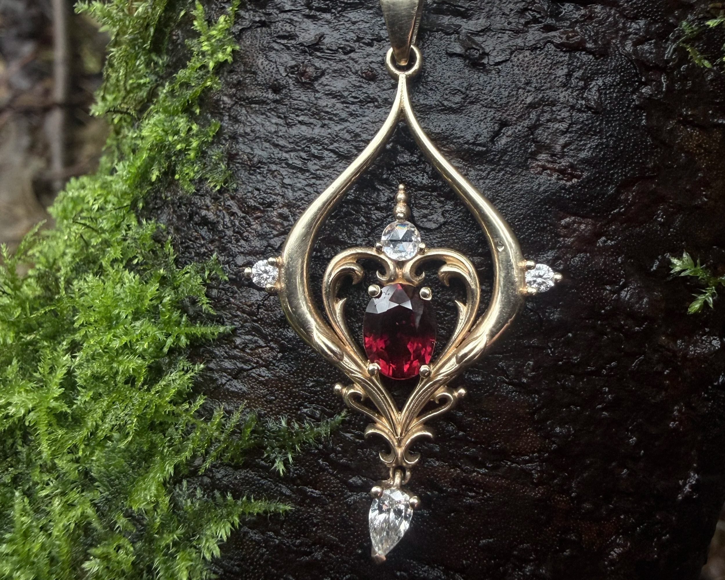 SisterFire Ruby And Diamond Statement Pendant