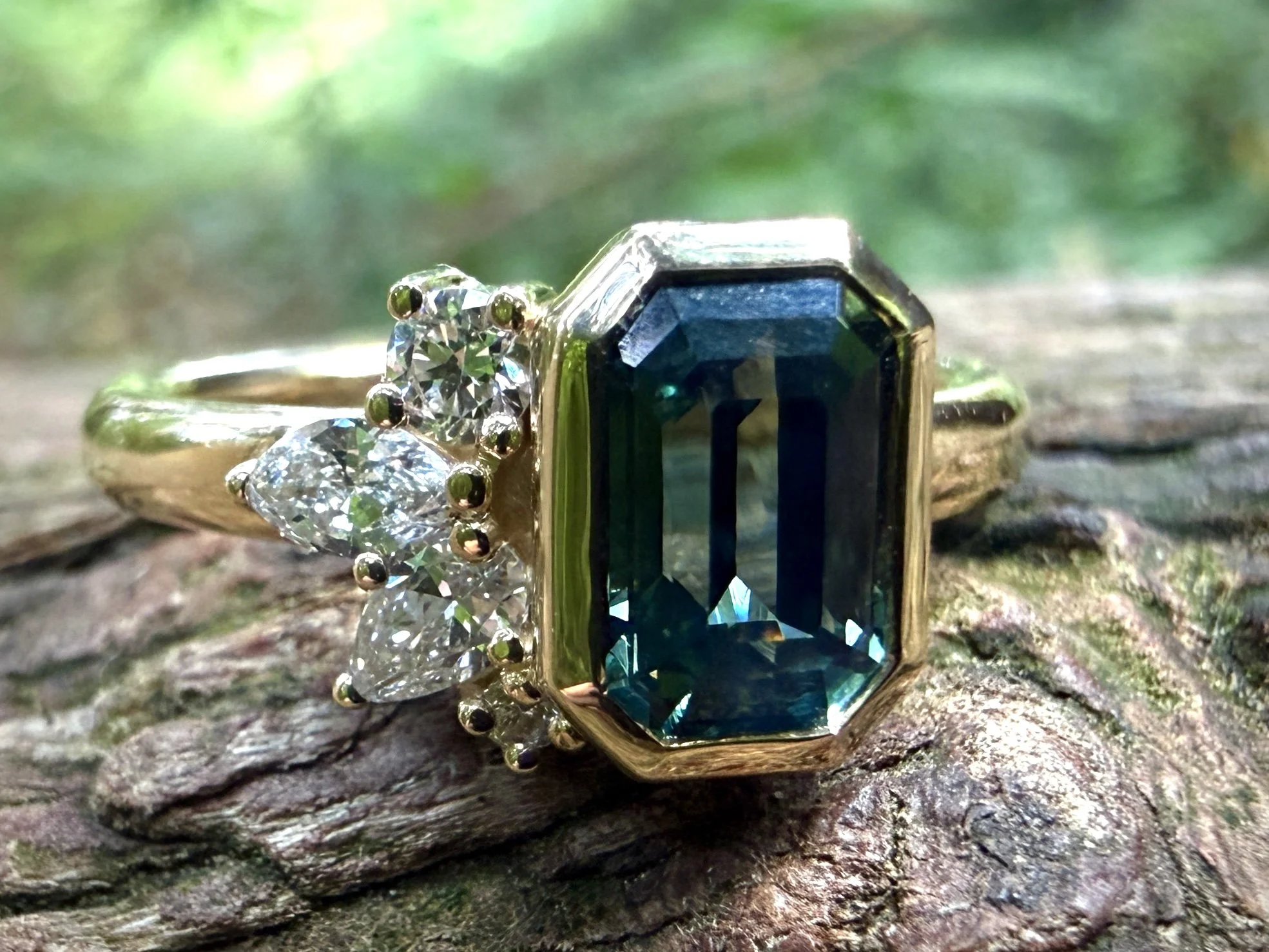Camille Sapphire and Lab Diamond Ring