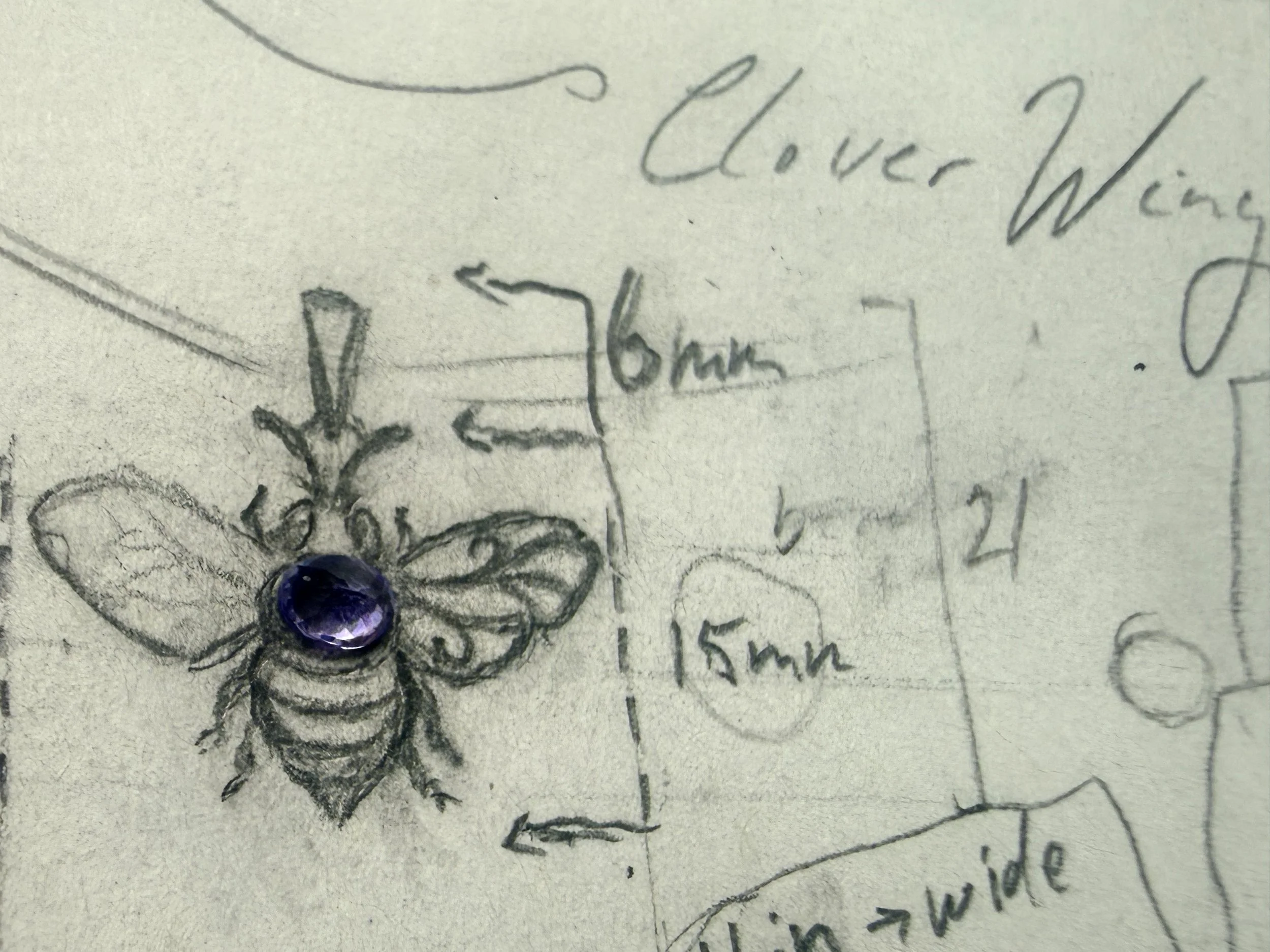Coming Soon-Clover Wing Bee Pendant With Tanzanite