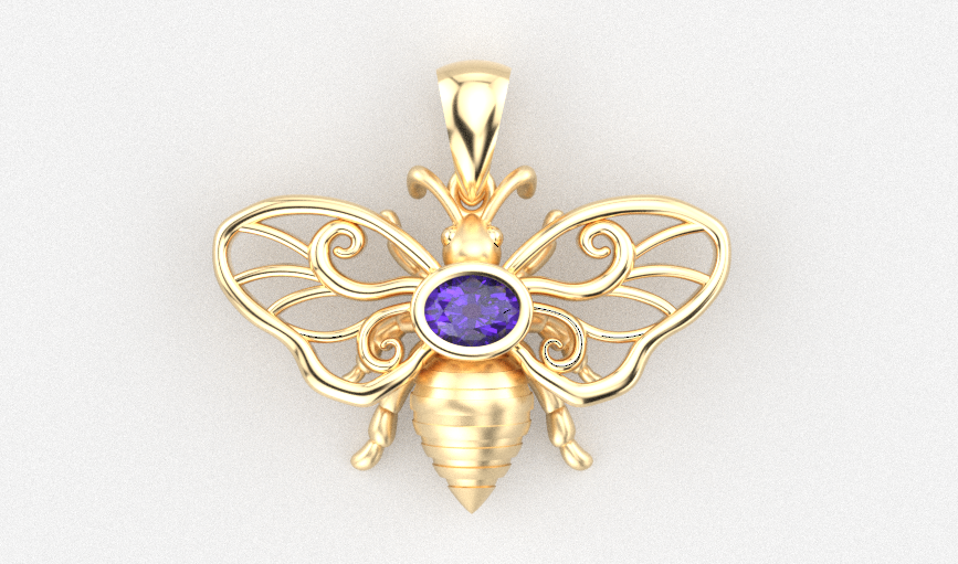 Coming Soon-Clover Wing Bee Pendant With Tanzanite