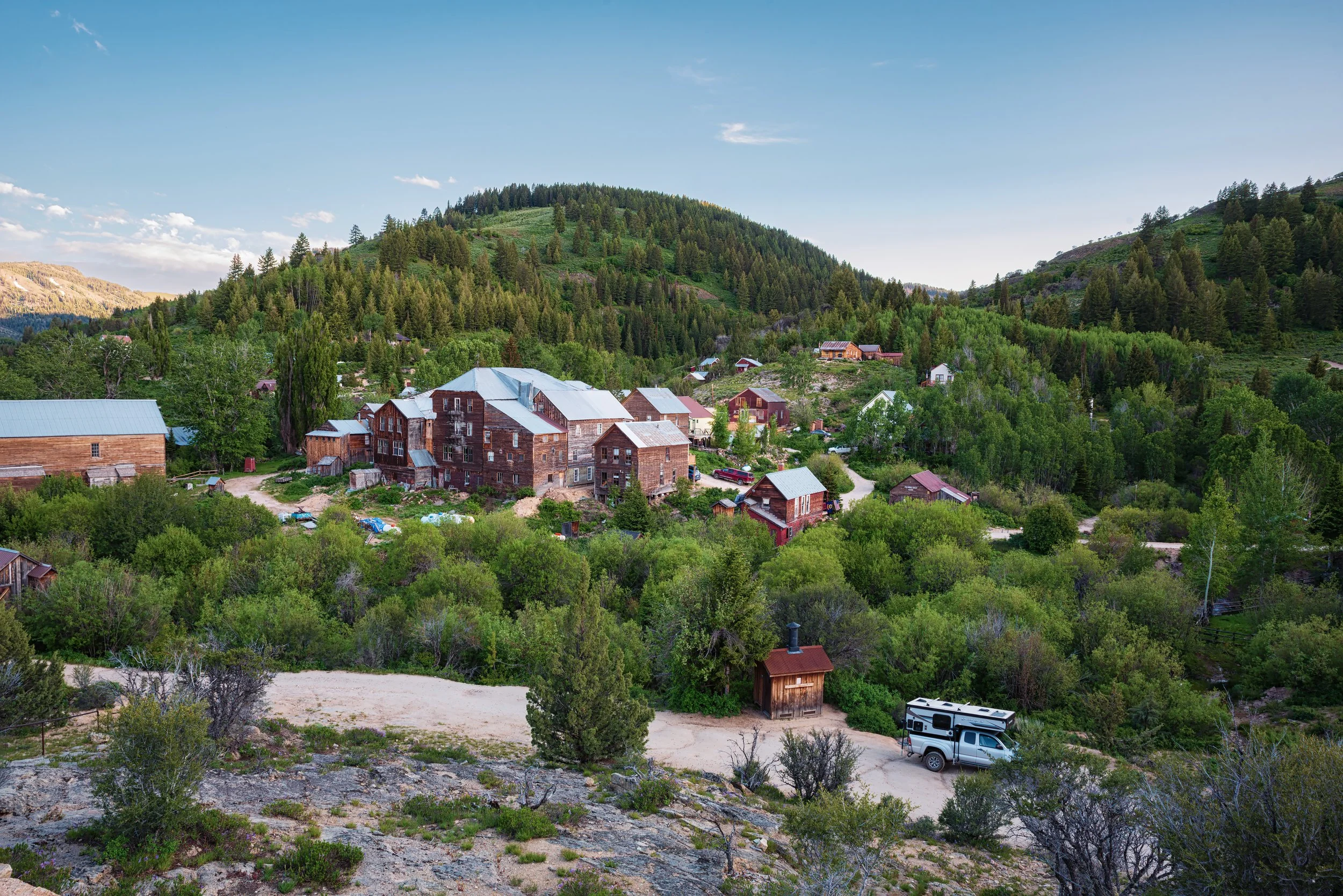 Back side of Silver City photo taken from the church porch. My camper is in the bottom right of the photo.