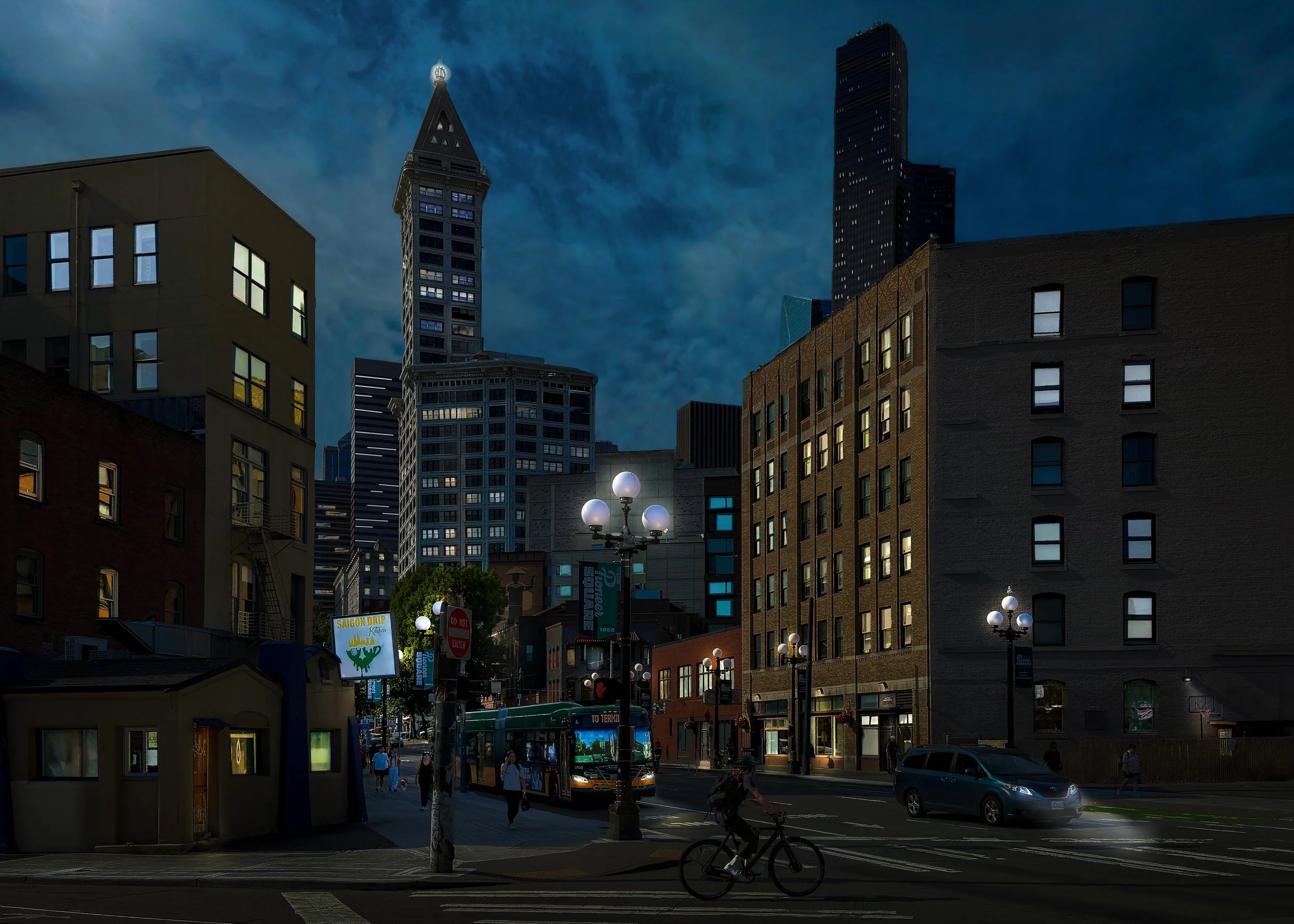 Seattle Pioneer Square night
