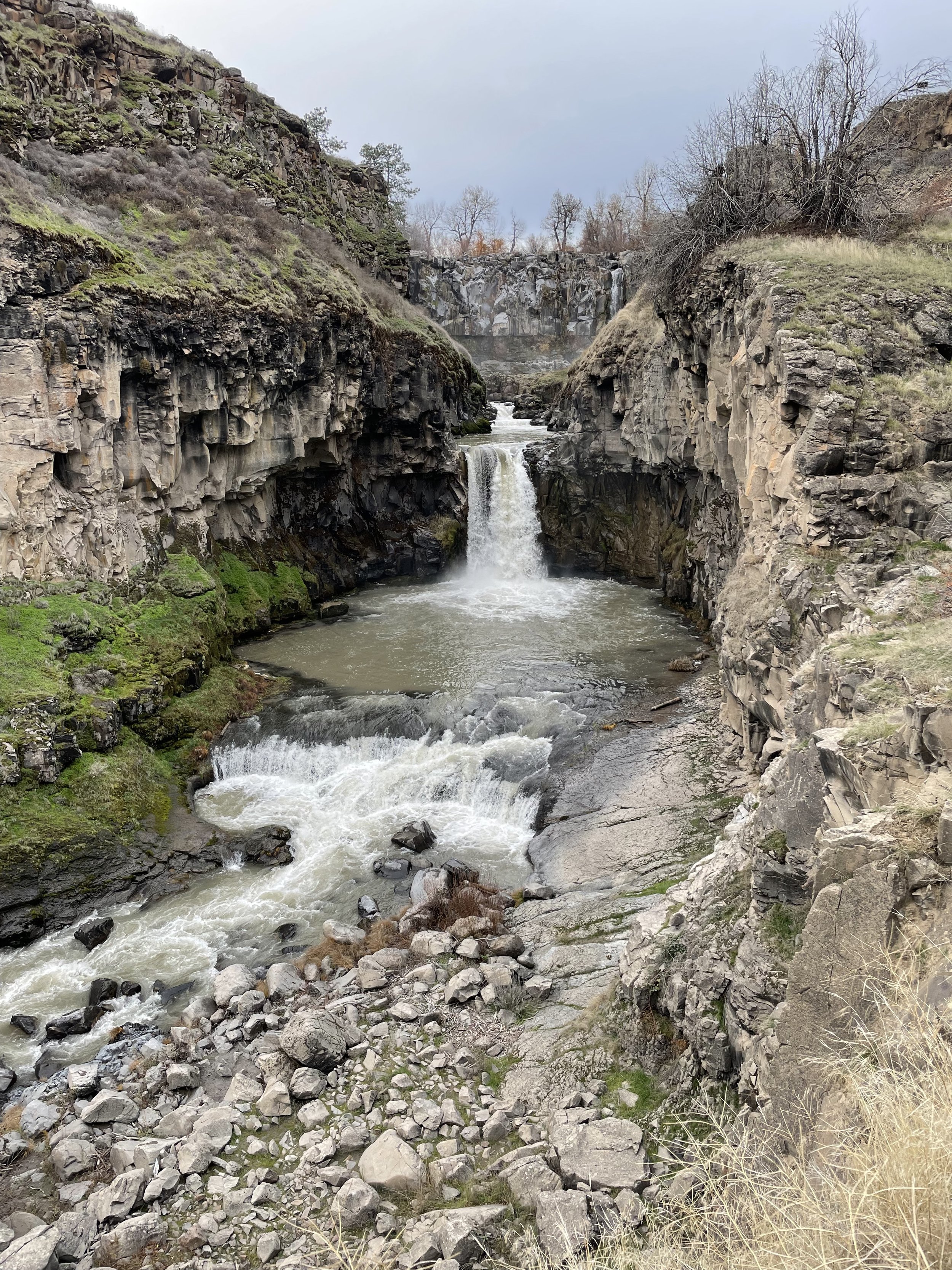 This is the White River Falls. The photo was taken from the defunct power plant. There is another set of falls further down river from this location.