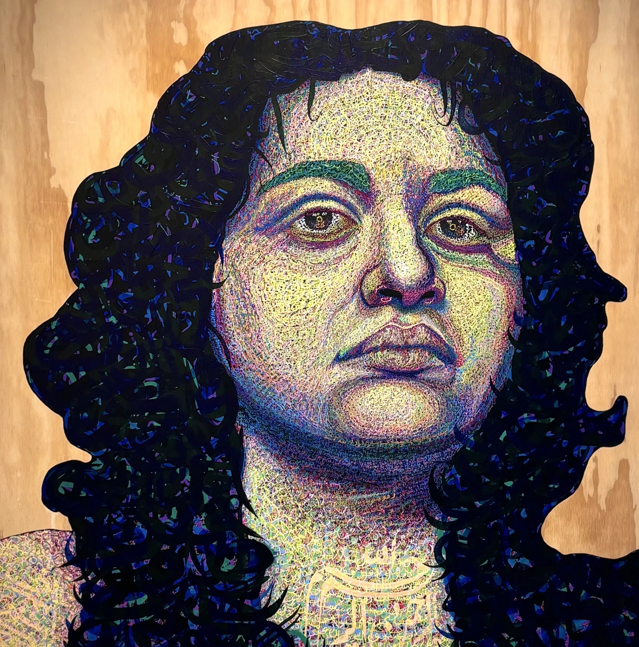 12. Yasamin Khadembashi, 'A World In Between', 2022, acrylic and ink on marine plywood, 100 x 100 x 1 cm,  $3,700.00.