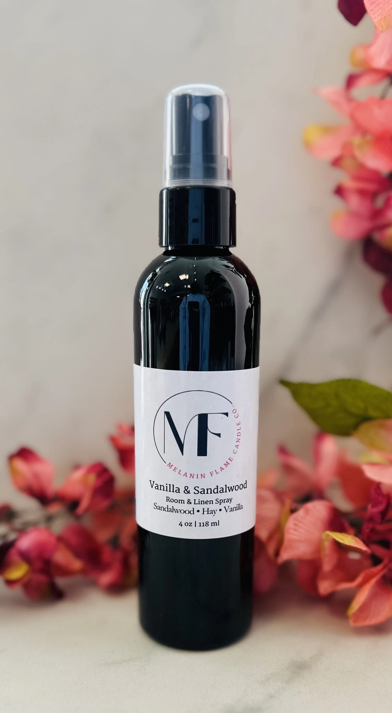 Vanilla and Sandalwood Room and Linen Spray — melanin flame candle