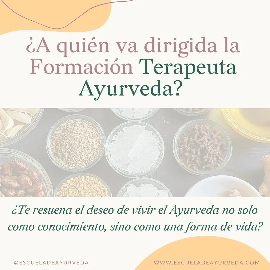 La formaci&oacute;n Terapeuta Ayurveda: Cocina, Nutrici&oacute;n y Estilo de Vida est&aacute; dise&ntilde;ada para ti si&hellip;

&ndash; Sientes una vocaci&oacute;n profunda por acompa&ntilde;ar procesos de sanaci&oacute;n de forma natural y respetu