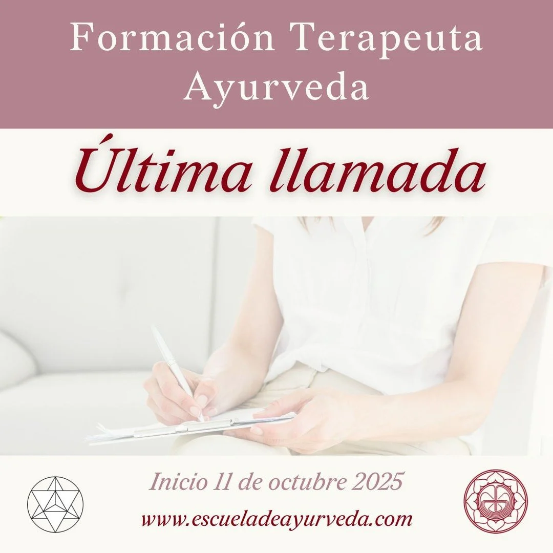 Este octubre damos inicio a la Formaci&oacute;n de Terapeuta Ayurveda en la Escuela de Ayurveda.

Un viaje de 7 meses donde teor&iacute;a, pr&aacute;ctica y experiencia directa se unen para formar a profesionales capaces de acompa&ntilde;ar procesos 