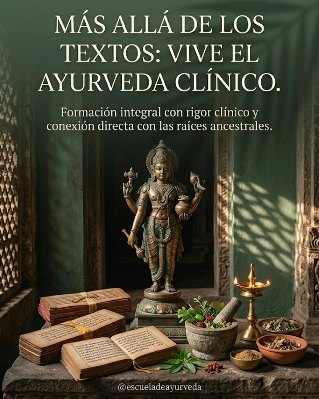 El Ayurveda no es solo teor&iacute;a ni tradici&oacute;n escrita. Es una medicina viva que se comprende realmente cuando se estudia, se practica y se aplica con rigor.

Formarse en Ayurveda implica aprender a interpretar el cuerpo, entender los dosha