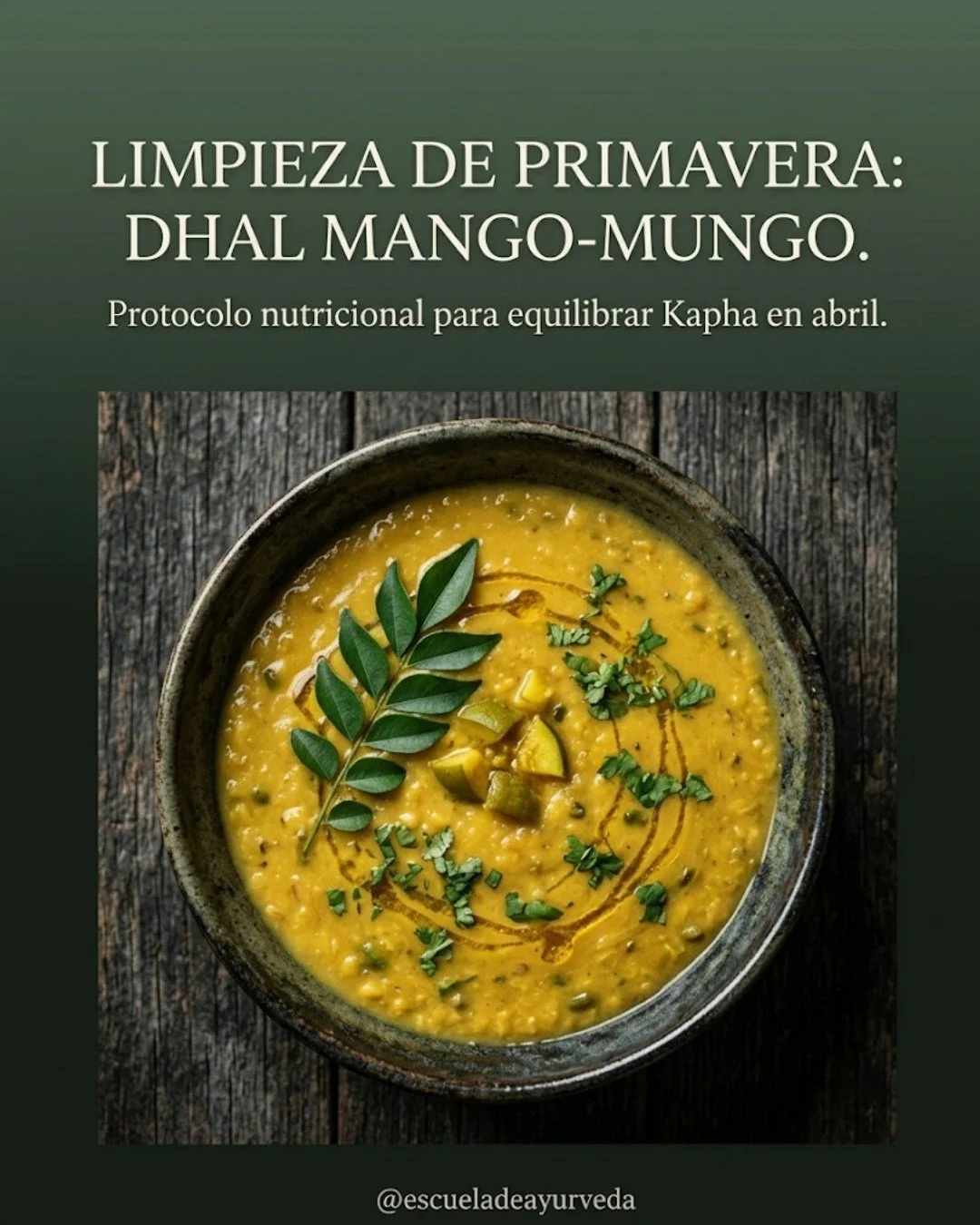 La cocina ayurv&eacute;dica no es solo una combinaci&oacute;n de ingredientes.
Es una alquimia que transforma el alimento en medicina.

En primavera, seg&uacute;n el Ayurveda, el dosha Kapha tiende a acumularse, generando pesadez, mucosidad o digesti