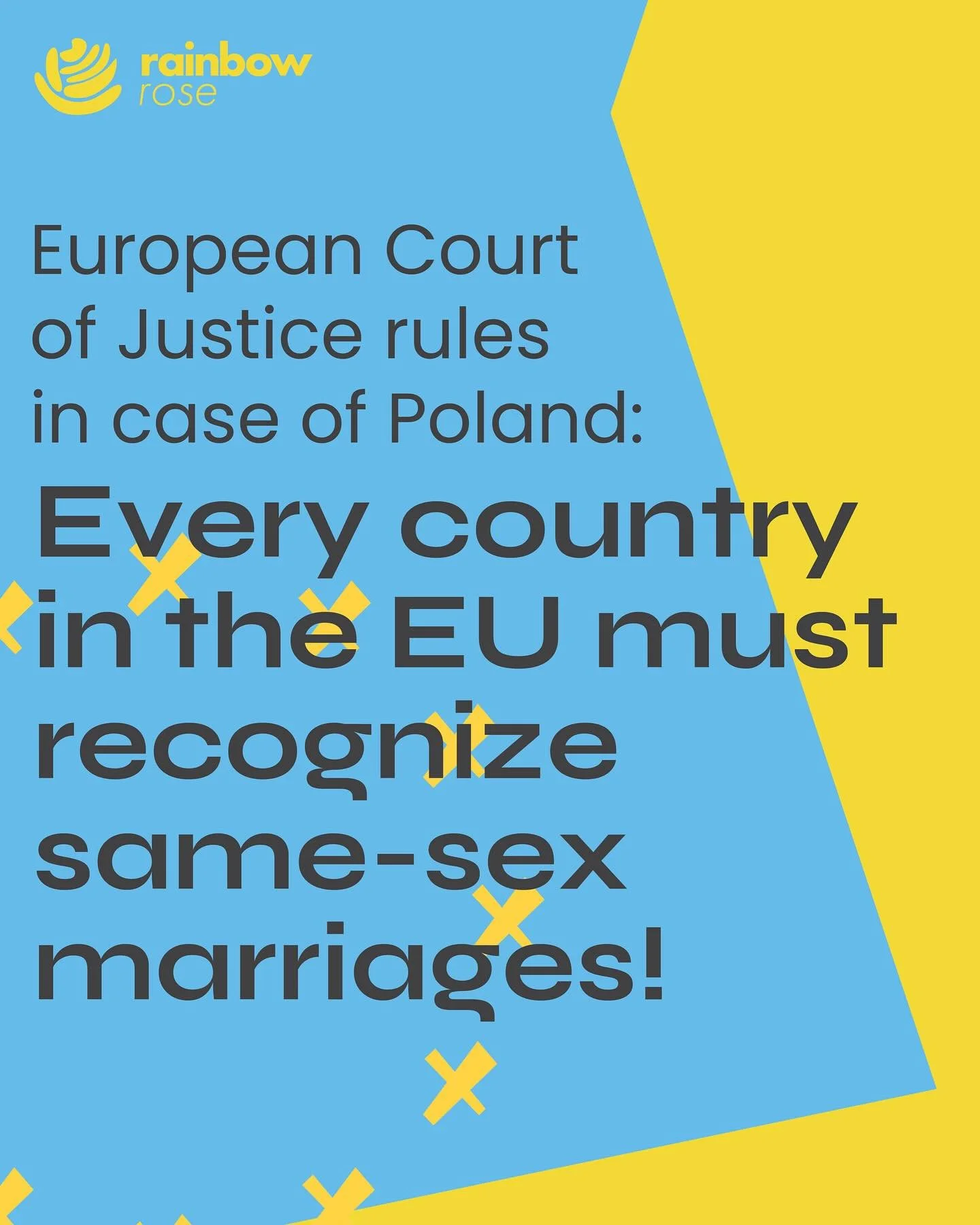 🇪🇺 Every country in the European Union must respect and recognize same-sex marriages!

🏳️&zwj;🌈 The European Court of Justice in today&rsquo;s landmark ruling strengthened the human rights of the LGBTIQ+ community and Rainbow families! A German-P
