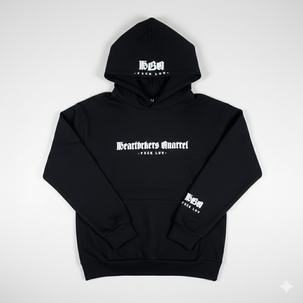 HBQ STATEMENT - HEAVY WEIGHT BOYFRIEND HOODIE - BLACK