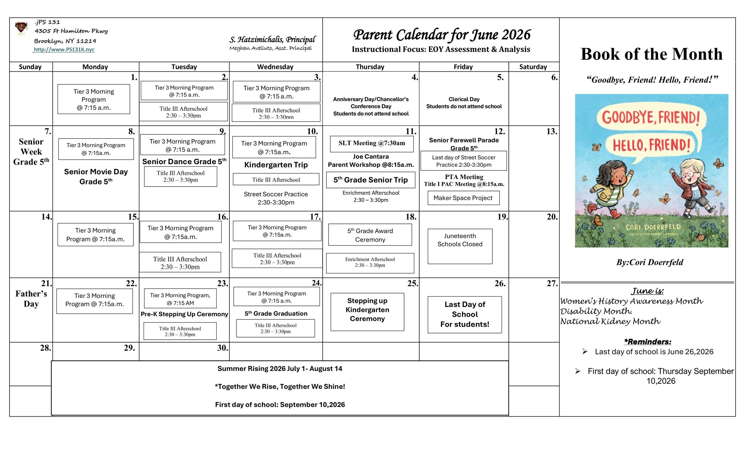 June Calendar  2026