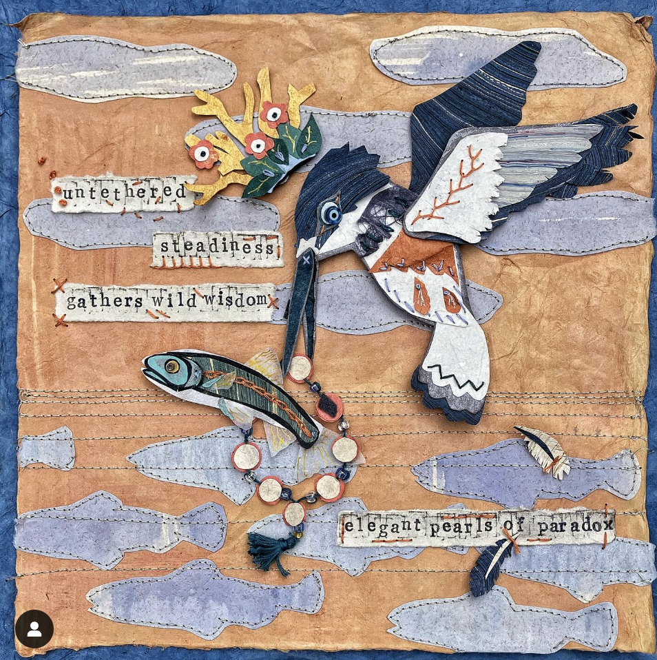 Elegant Pearls of Paradox - 15 x 15 inches (framed) - Mixed Media - Lori Wells