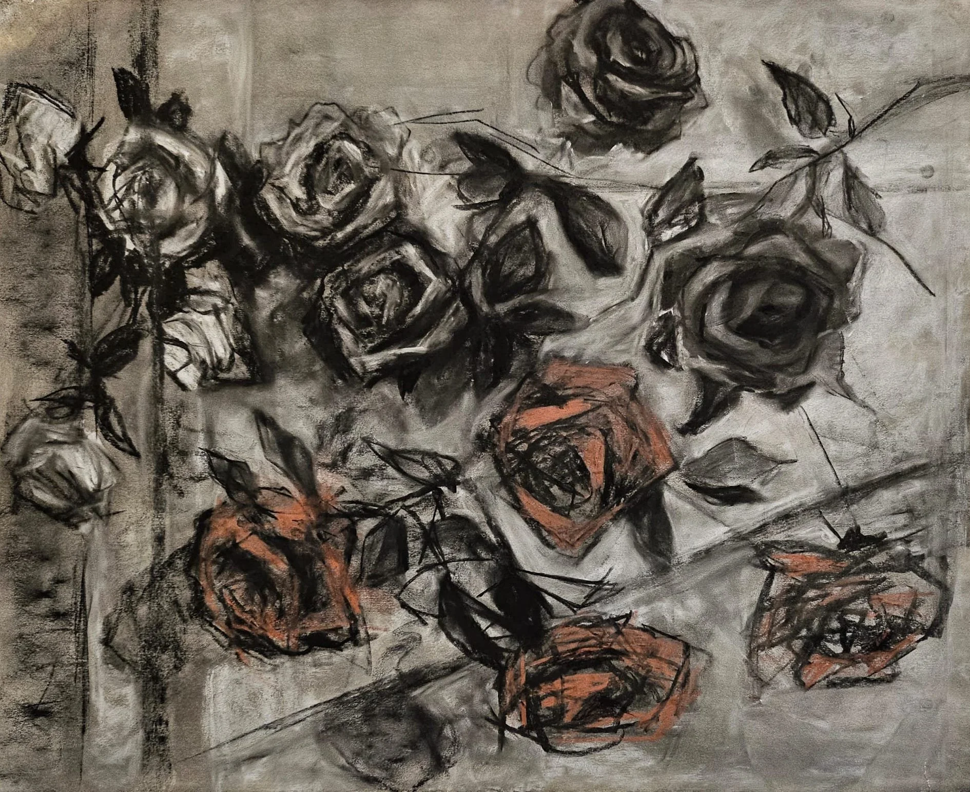 22in x 28in. Conté and charcoal on paper.