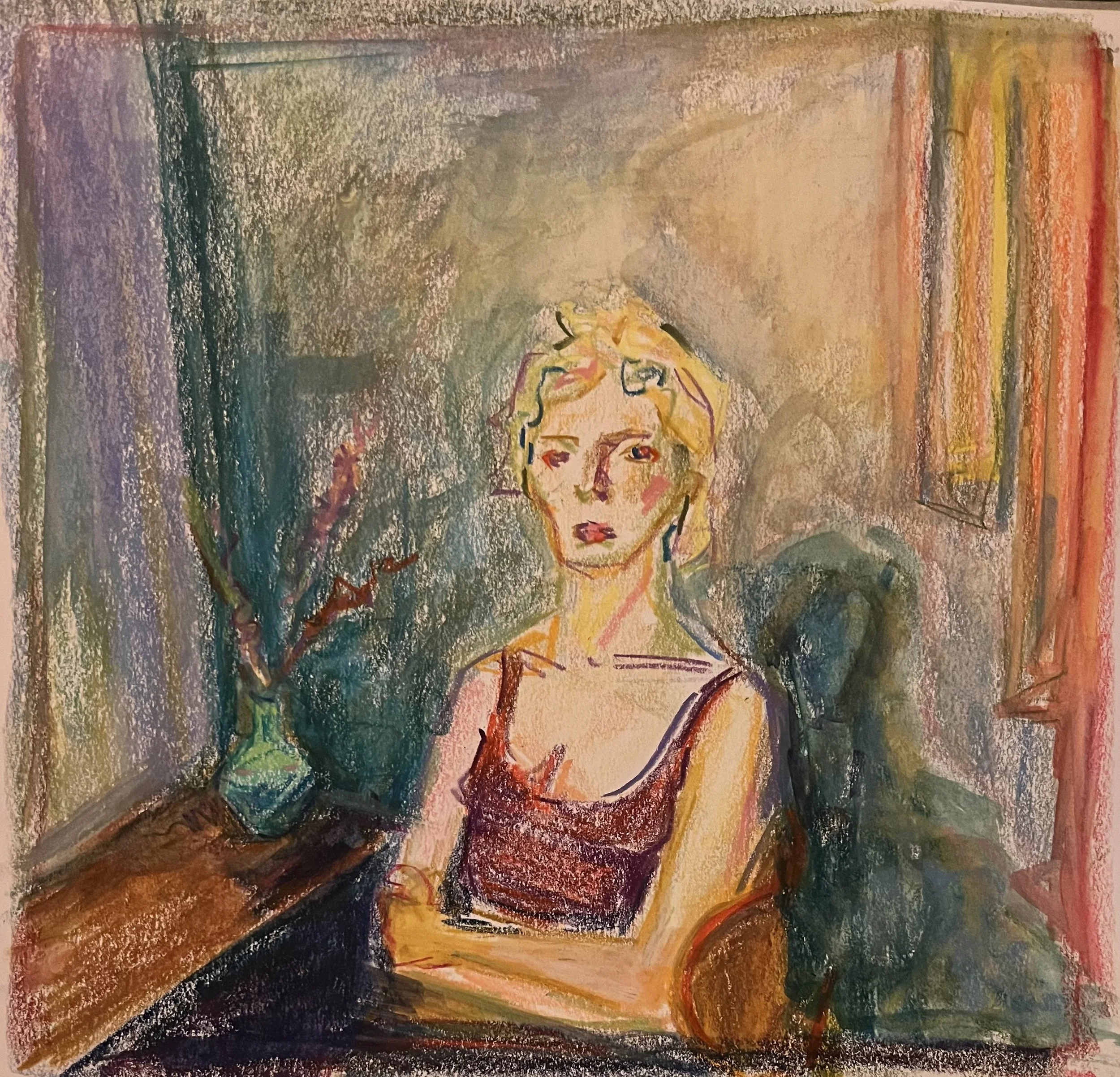 Water-soluble colored pencil on paper.