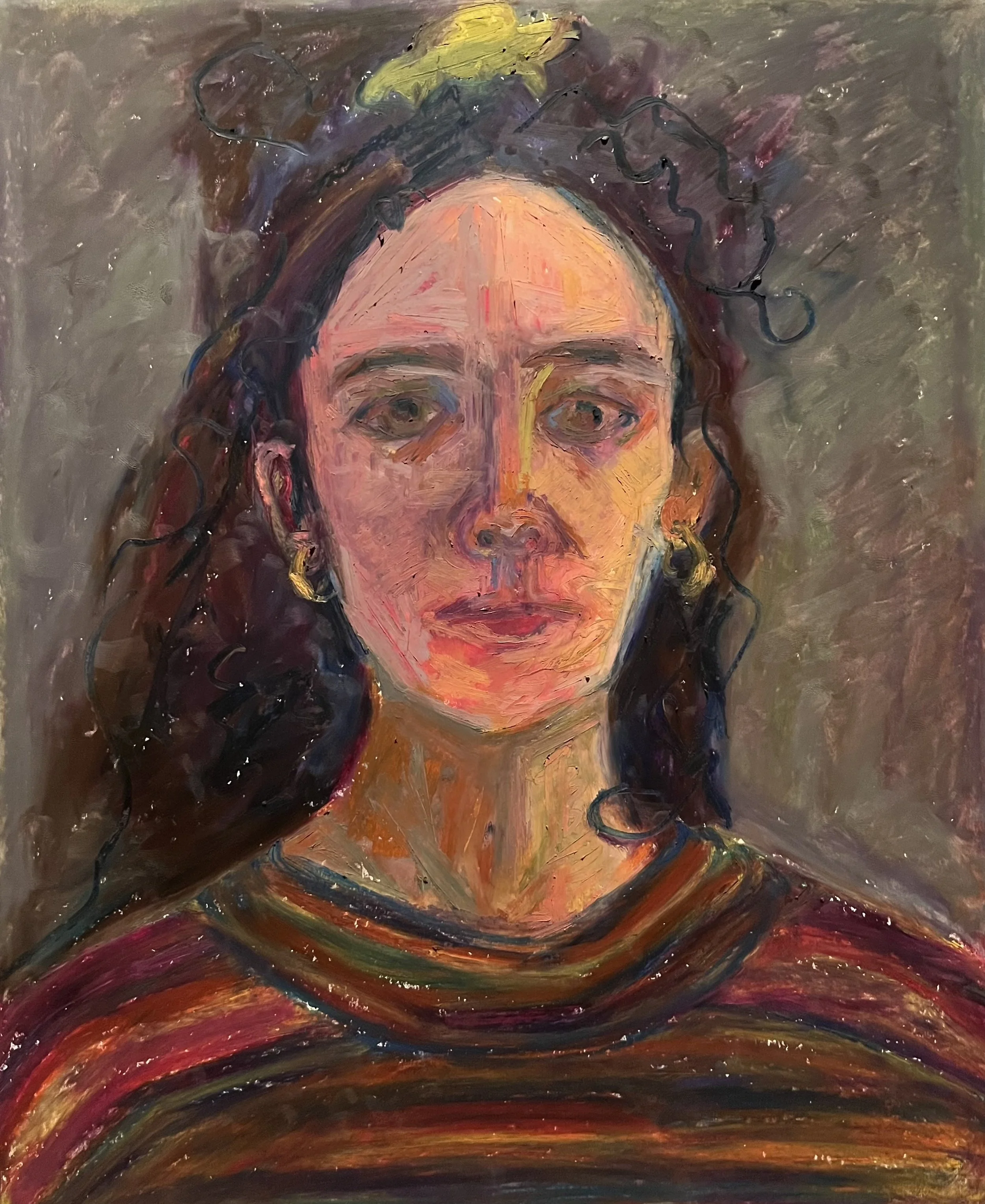 2026, oil stick on paper, 15 in. x 12 in.