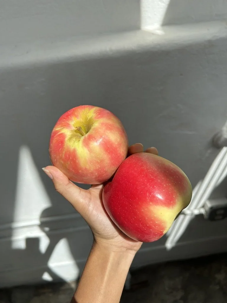 apples, pink luster