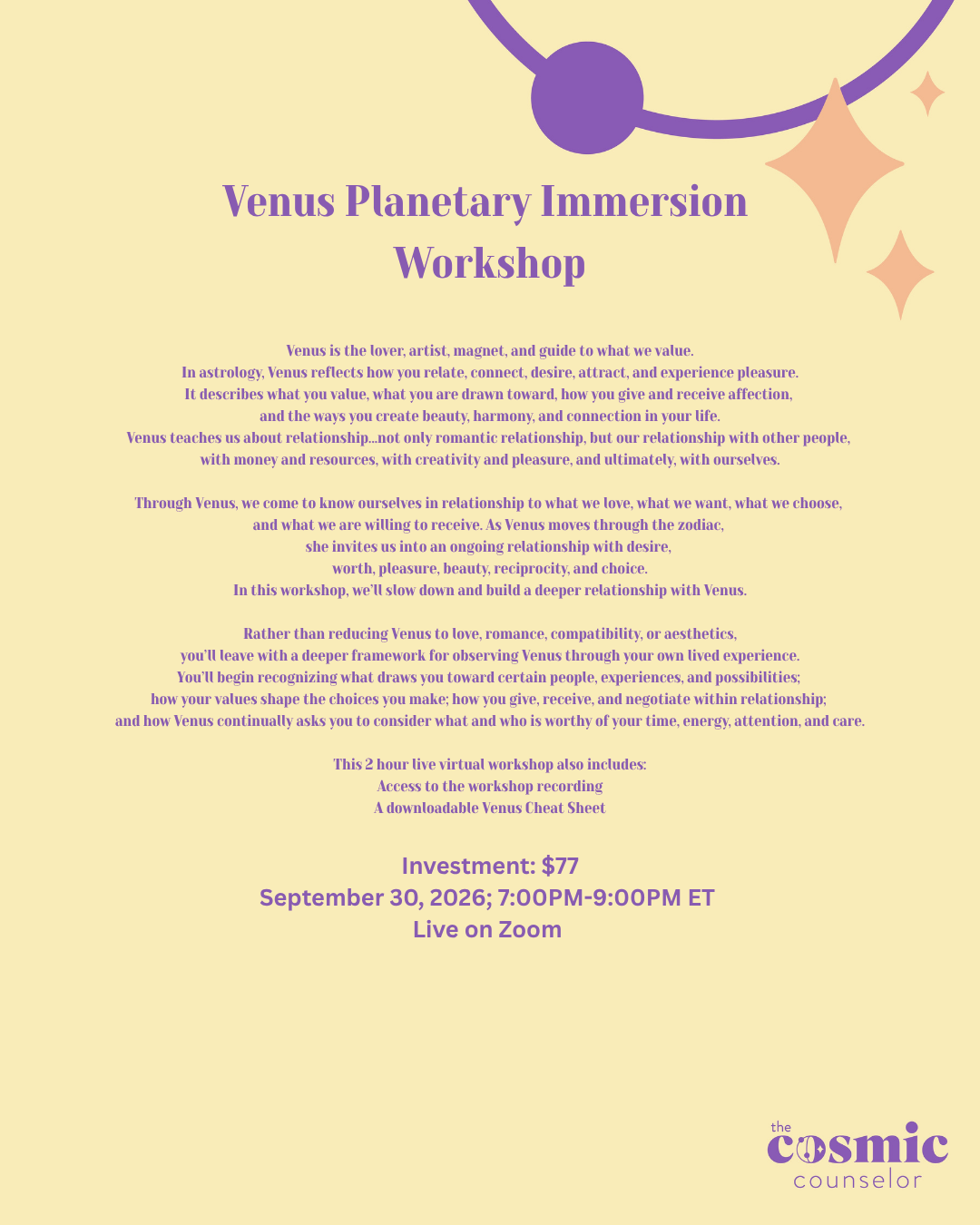 Venus Planetary Immersion Workshop