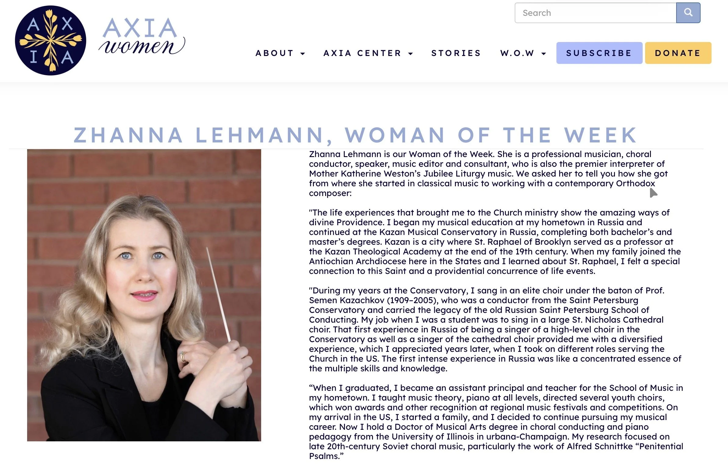 Zhanna Lehmann was featured as the Woman of The Week (W.O.W) in the Axia Women.