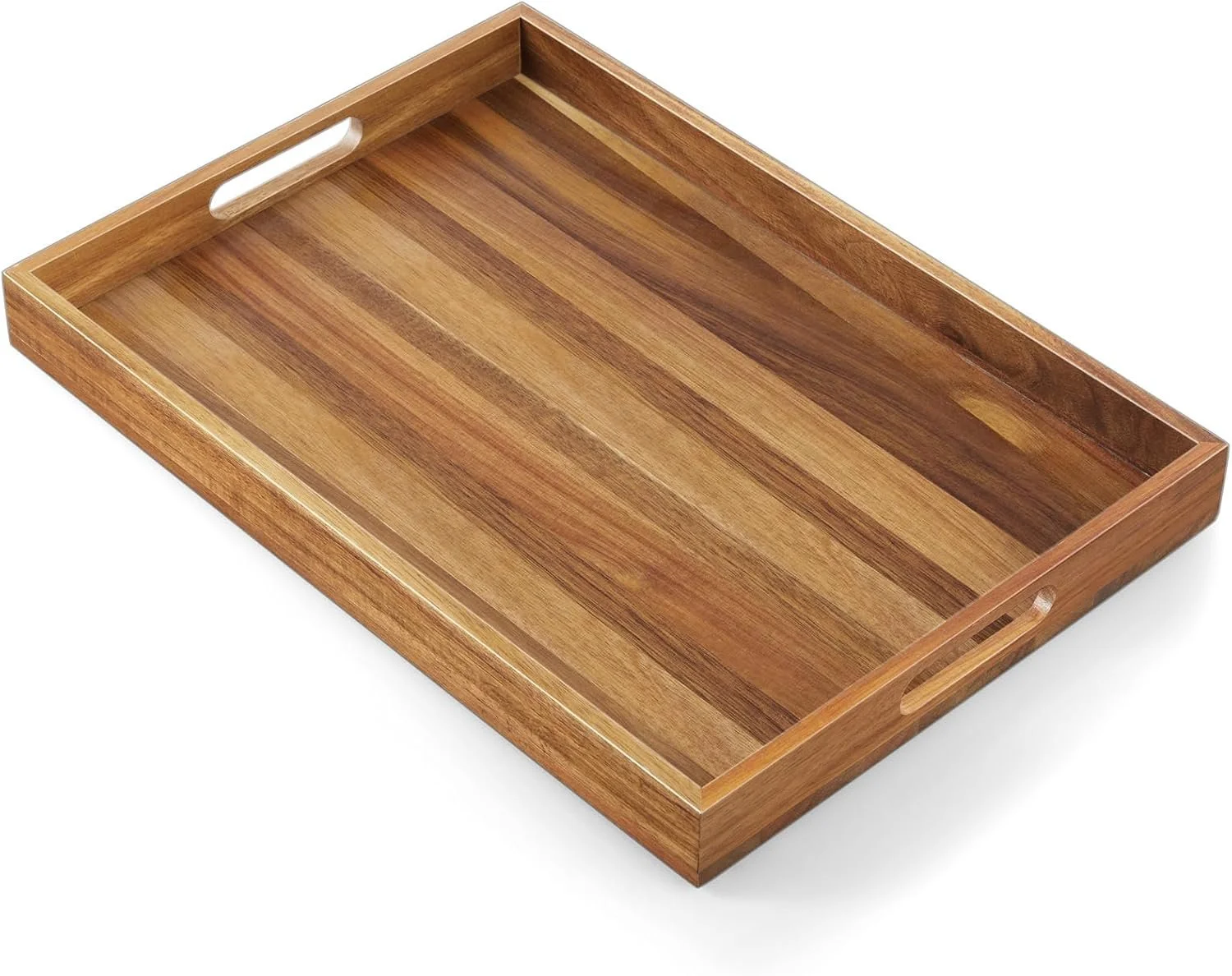 17-Inch Acacia Wood Serving Tray with Handles