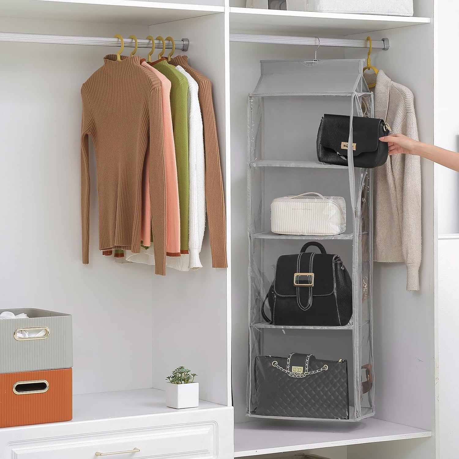 Remittur Rotatable Hanging 8-Purse Handbag Organizer