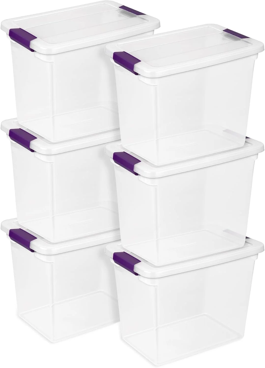 6-pack of 27 quart clear Sterilite storage bins