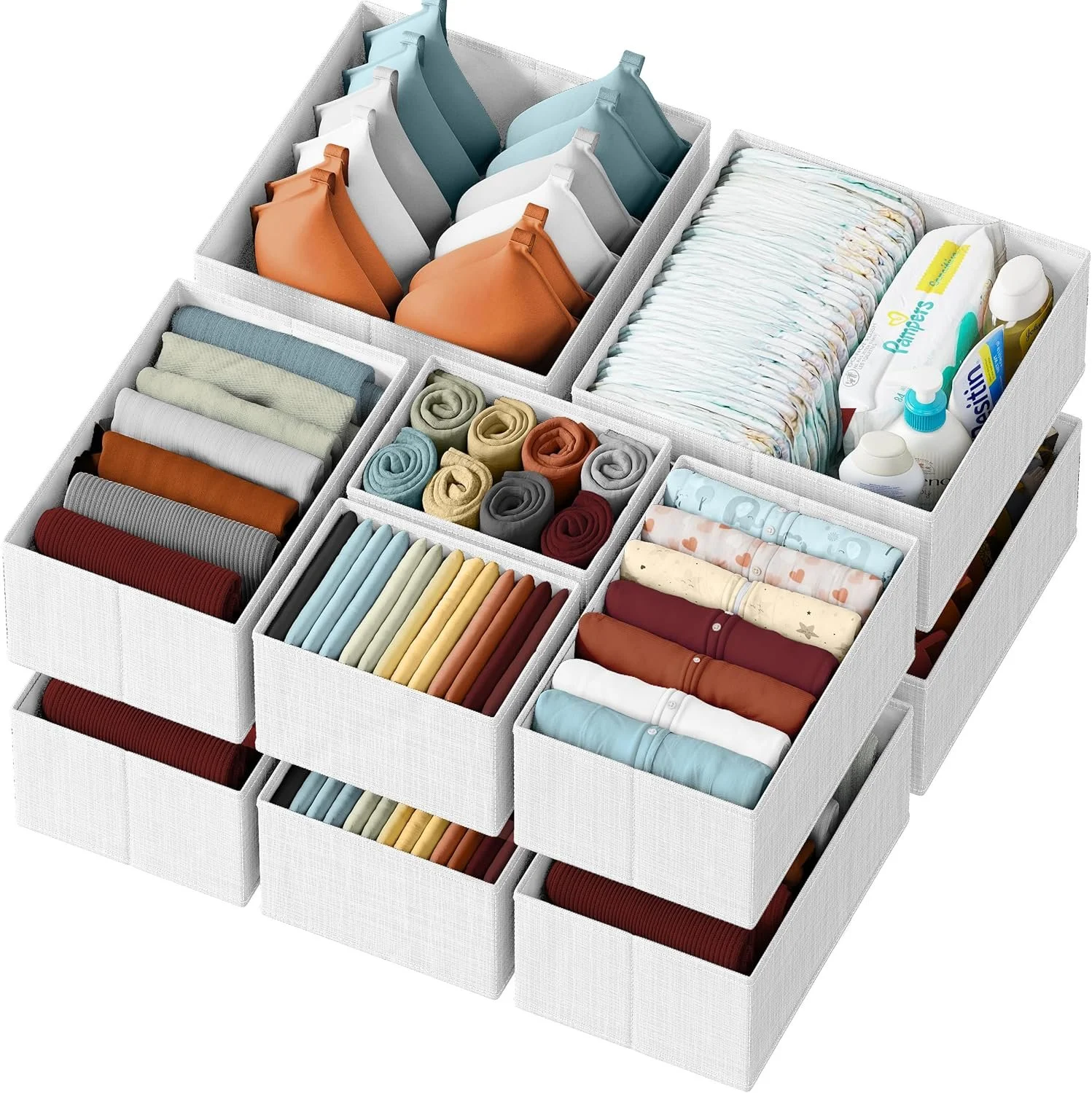 Clothes Drawer Organizer Bins Set of 12