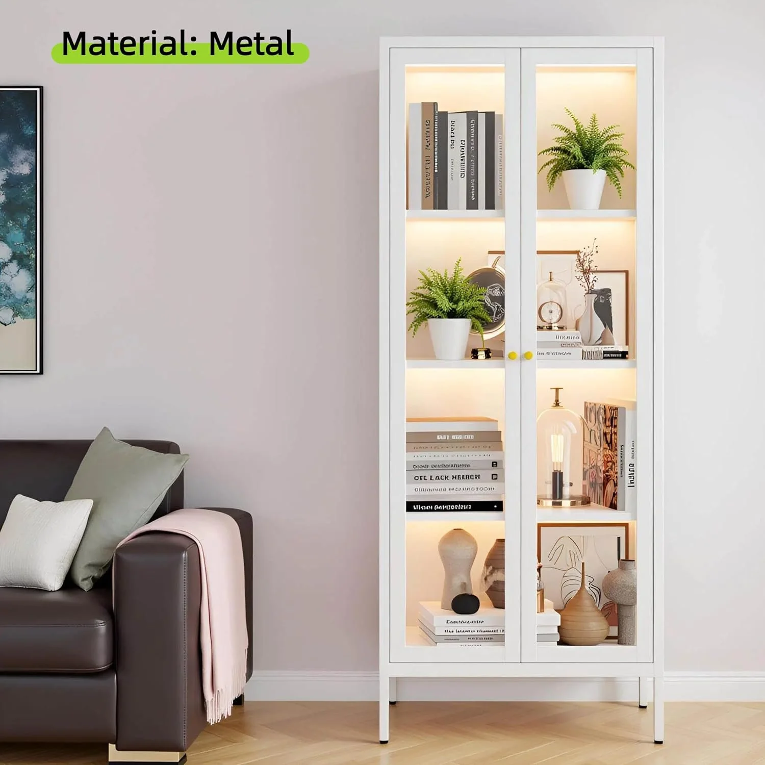 Unicoly Display Cabinet with Glass Doors