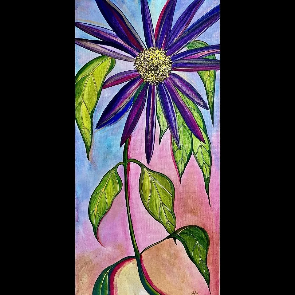 The new show at Fuller Lodge opens on Friday. Come see some flowers! This one is called &ldquo;Be With You&rdquo;.