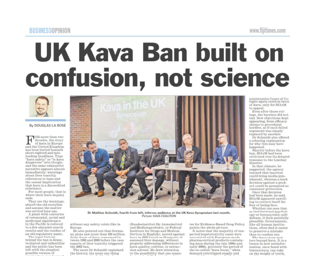 UK Kava Ban built on con­fu­sion, not sci­ence (Fiji Times | May 14, 2026)