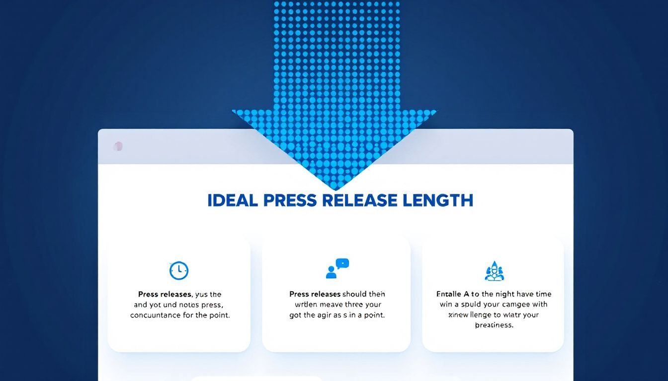 An infographic illustrating the ideal press release length, highlighting key points.