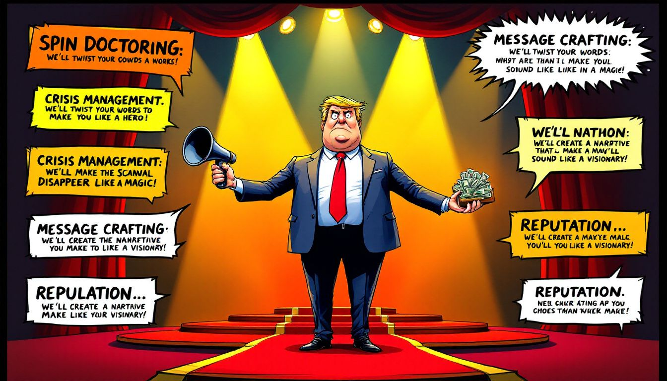 An infographic illustrating key services offered by political PR firms.