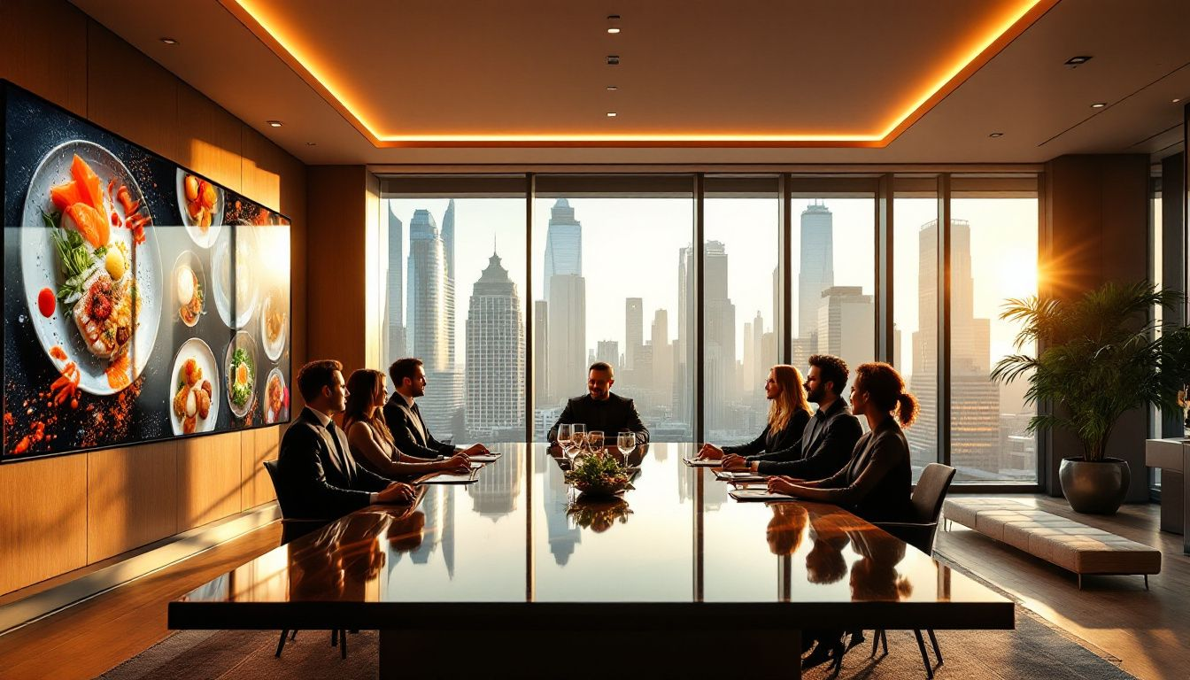 A team of culinary PR professionals collaborating on a project.