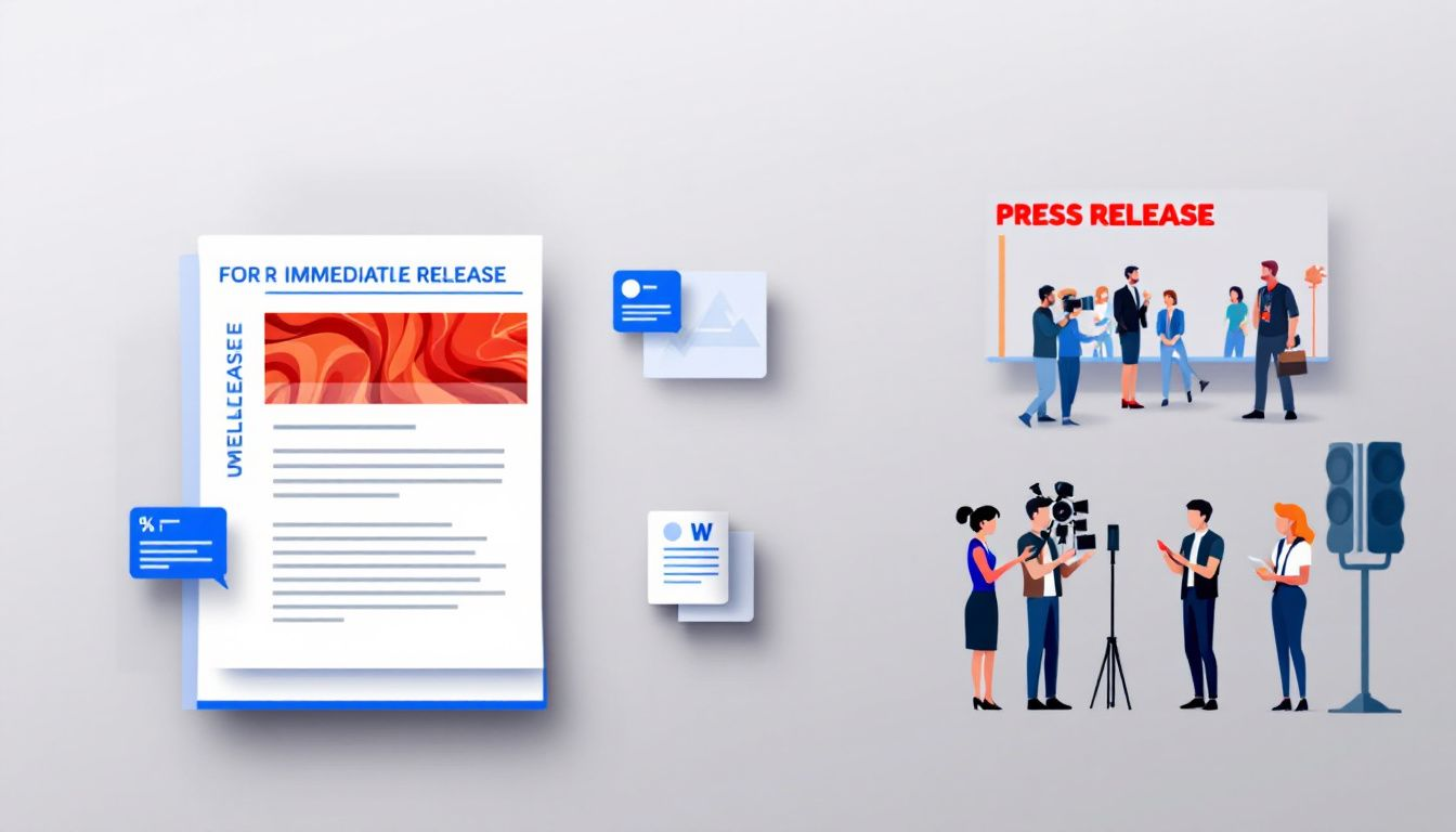 An illustration showing the core elements of a press release.