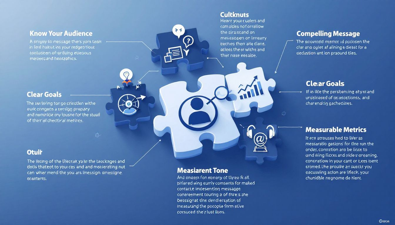 A diagram showing the key components of an effective messaging strategy.