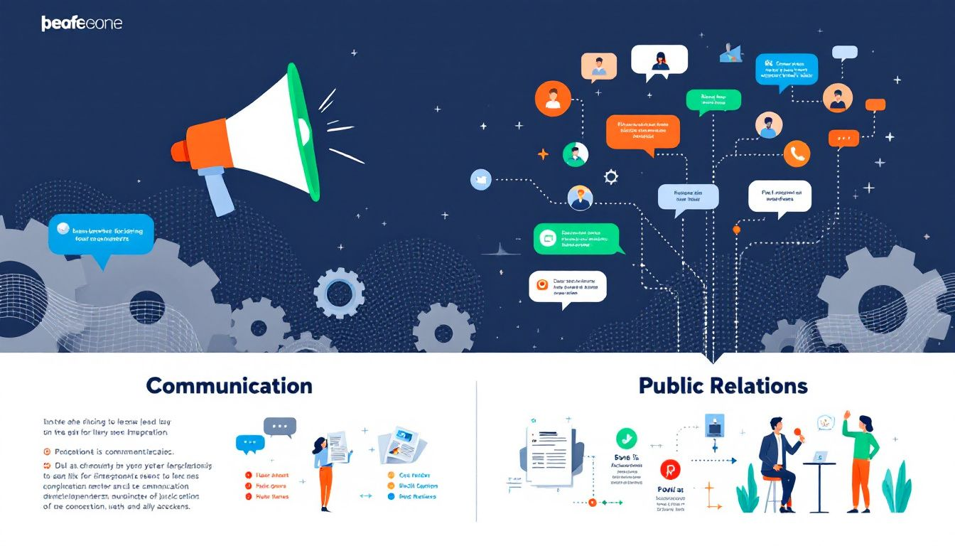 An infographic illustrating the difference between communication and public relations.