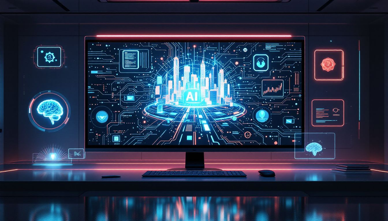 Image of a collection of prominent AI tools for journalists displayed on a computer screen.